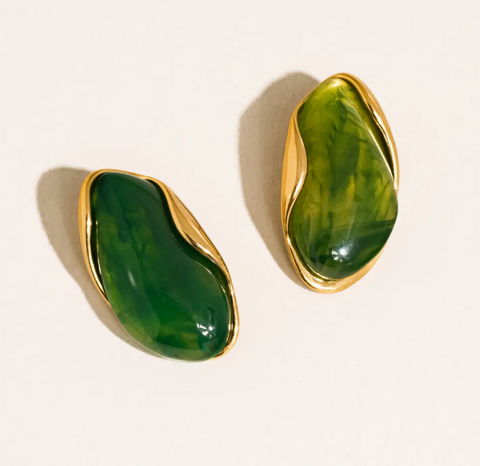 Maélie Gold Resin Drop Earrings