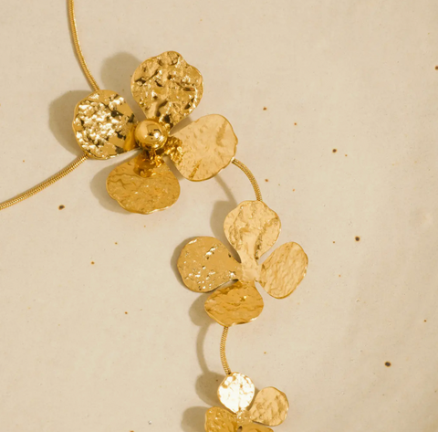 Gold Floral Drop Necklace