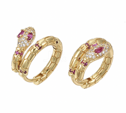 Bedazzle Double Spiral Snake Huggie Hoop Earrings-options