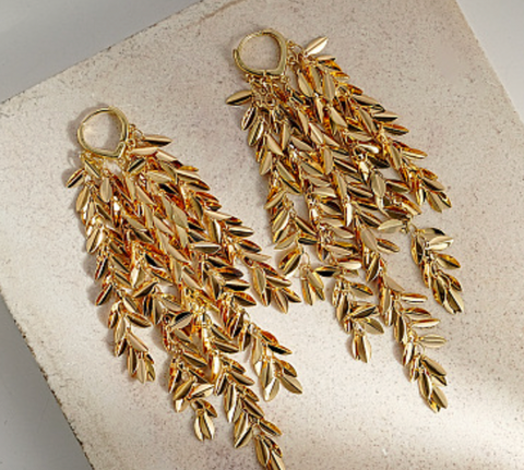 Leaf Tassel Dangle Hoop earrings- options