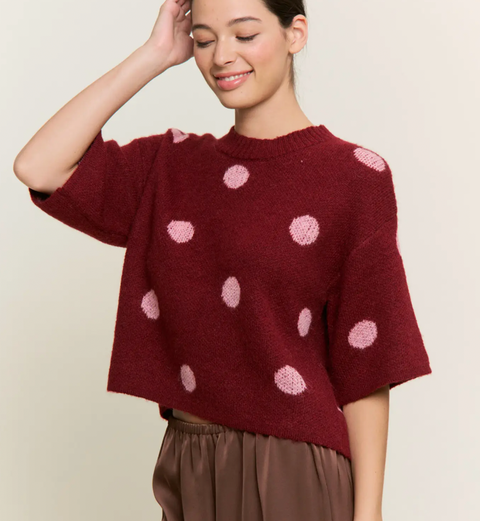 Polka Dot Knit Pullover Sweater