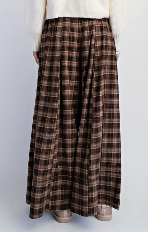 Low Waisted Plaid Wide Leg Pants