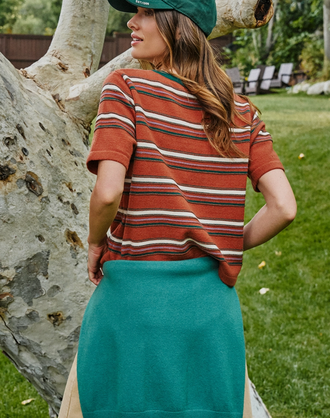 Striped Ringer Tee with Crew Neck