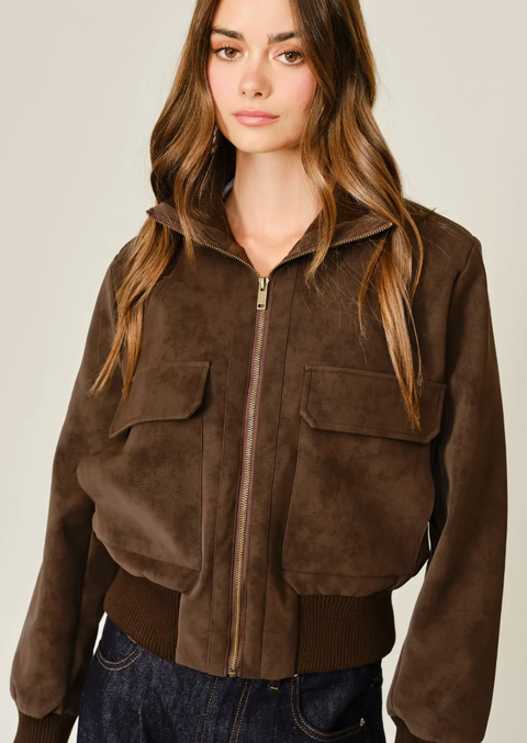 Vintage Vegan Leather Bomber Jacket