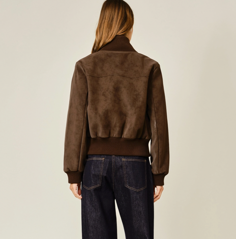 Vintage Vegan Leather Bomber Jacket
