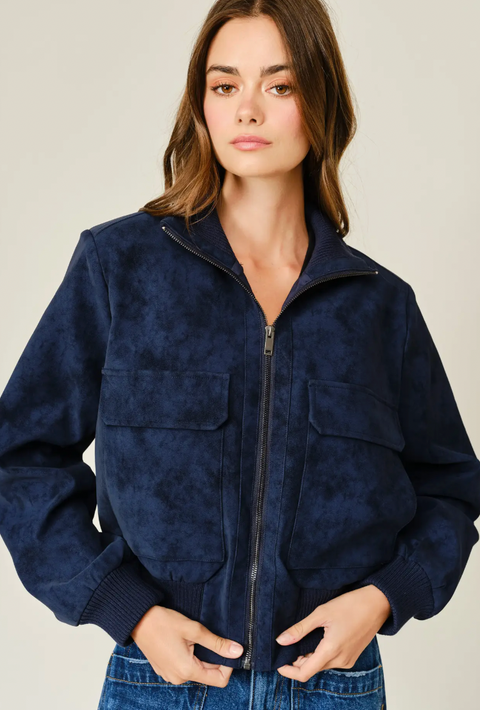 Vintage Vegan Leather Bomber Jacket