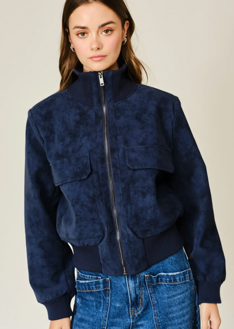 Vintage Vegan Leather Bomber Jacket