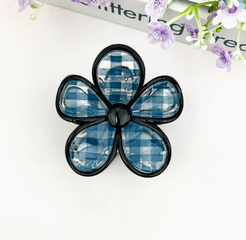 Plaid Flower Hair Claw Clip