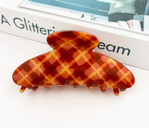 Retro Colorful Plaid Claw Clip