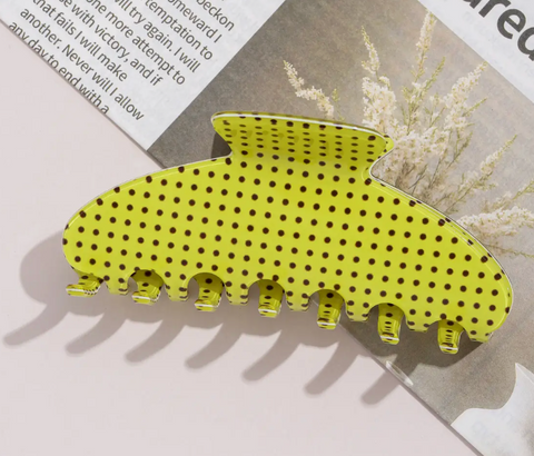 Retro Polka Dot Curved Hair Claw
