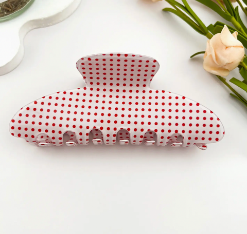 Polka Dot Curved Hair Claw