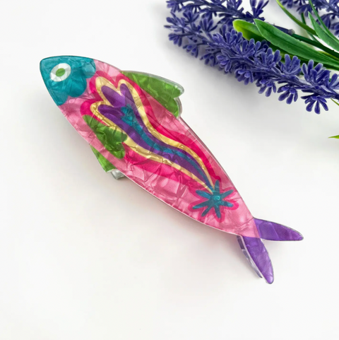 Ocean Printed Sardine Hair Claw Clip-options