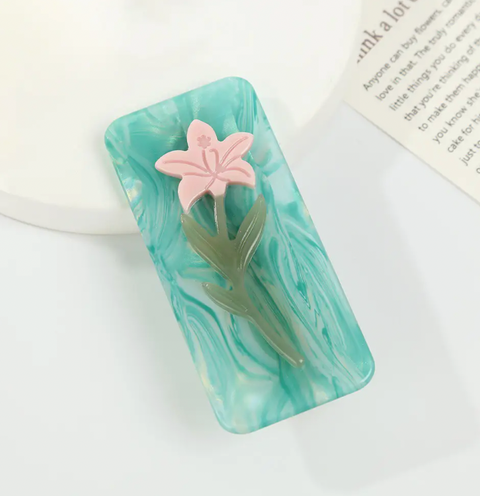 Flower Rectangular Hair  Clip