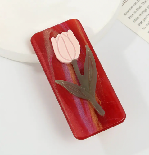 Flower Rectangular Hair  Clip