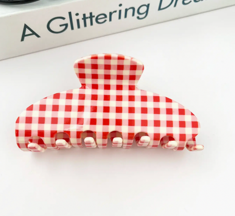 Vintage Gingham Plaid Hair Clip