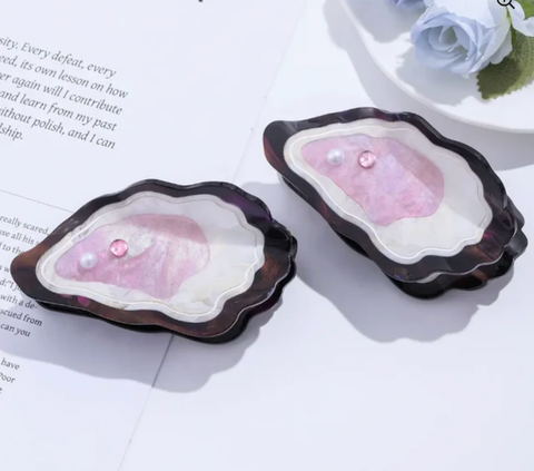 Dreamy Sea Pearl Oyster Acrylic Hair Claw Clip