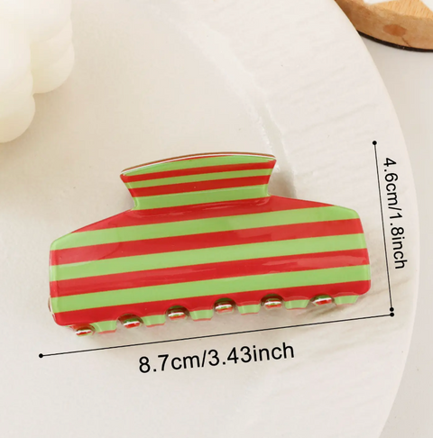 Color Block Stripe Acrylic Hair Claw Clip