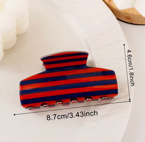 Color Block Stripe Acrylic Hair Claw Clip