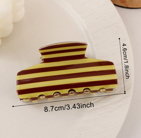 Color Block Stripe Acrylic Hair Claw Clip