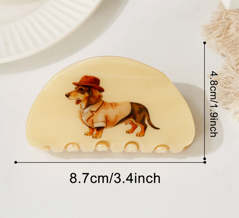 Dog Half Moon Acrylic Hair Claw Clip