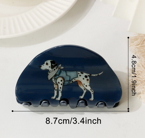 Dog Half Moon Acrylic Hair Claw Clip