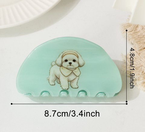 Dog Half Moon Acrylic Hair Claw Clip