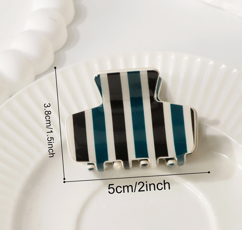 Minimal Grid Stripe Acrylic Hair Claw Clip