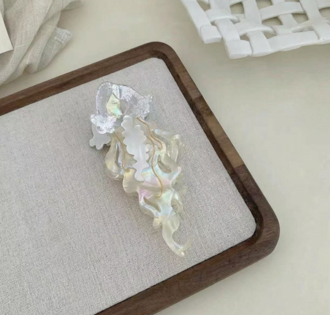 Oversize Iridescent Jellyfish Acetate Hair Claw Clip