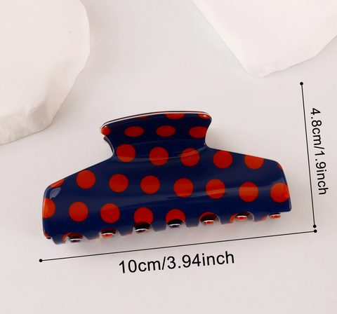 Pastel Polka Dot Color Block Acrylic Hair Claw Clip