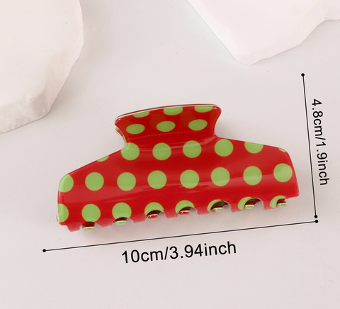 Pastel Polka Dot Color Block Acrylic Hair Claw Clip