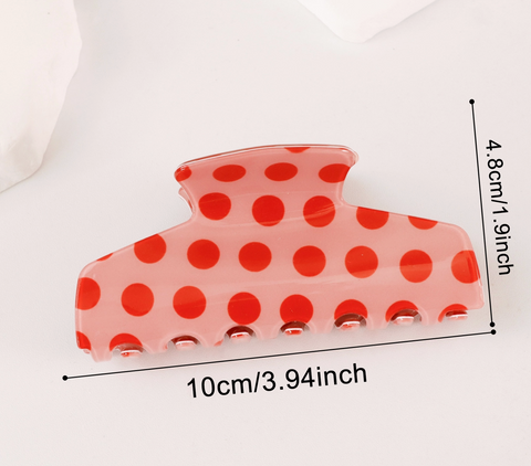 Pastel Polka Dot Color Block Acrylic Hair Claw Clip