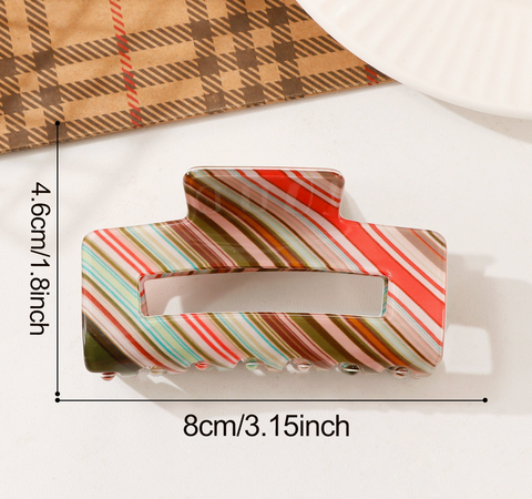Retro Colorblock Diagonal Stripe Hair Claw Clip