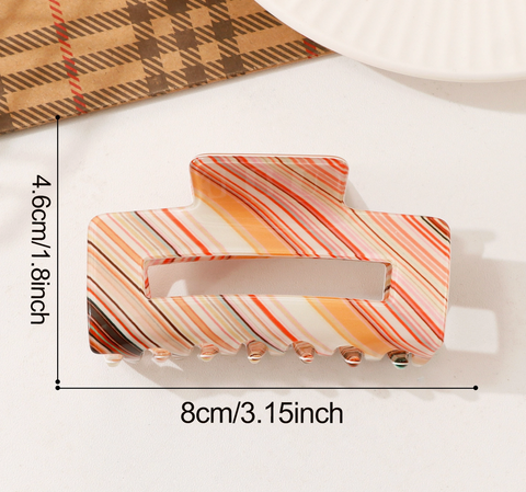 Retro Colorblock Diagonal Stripe Hair Claw Clip