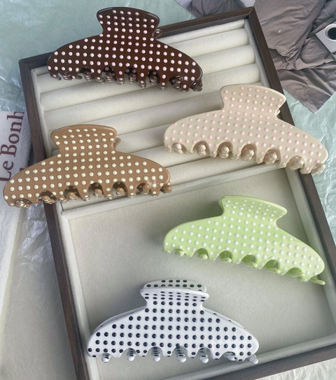 Retro Polka Dot Acetate Hair Claw Clip
