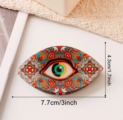 Vintage Evil Eye Flower Hair Claw Clip