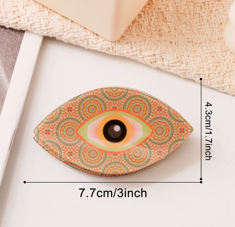 Vintage Evil Eye Flower Hair Claw Clip