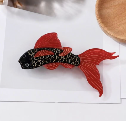 Vintage Koi Fish Acetate Hair Claw Clip