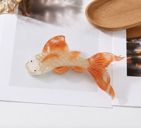 Vintage Koi Fish Acetate Hair Claw Clip