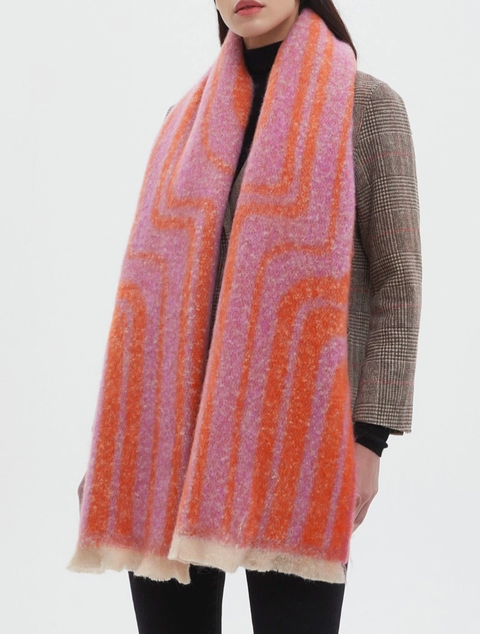 Striped Color-Block Shawl Scarf