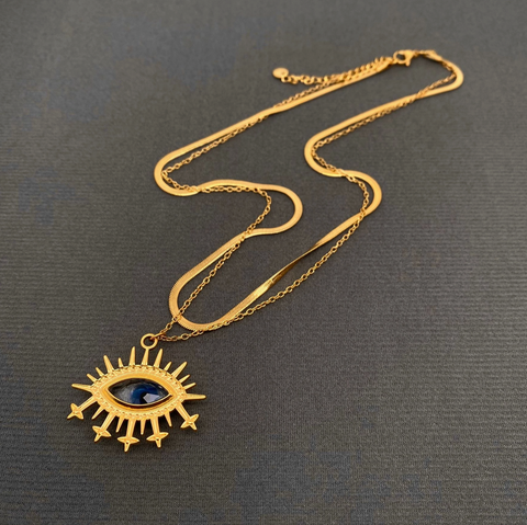 Evil Eye 18K Gold Plated Double-Layer Necklace