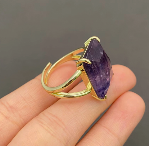 Purple Fluorite Stone Ring