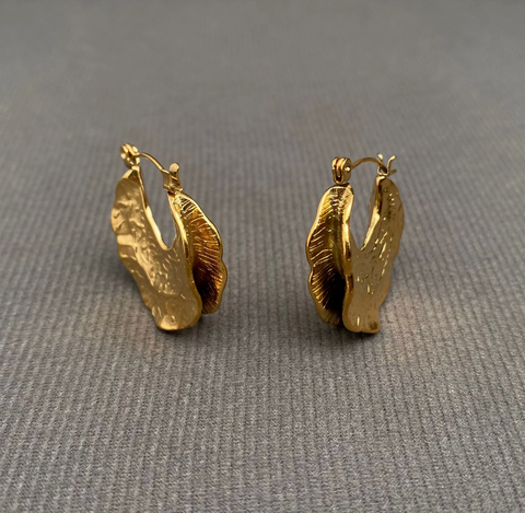Leaves 18K Gold Plated Hoop Earrings