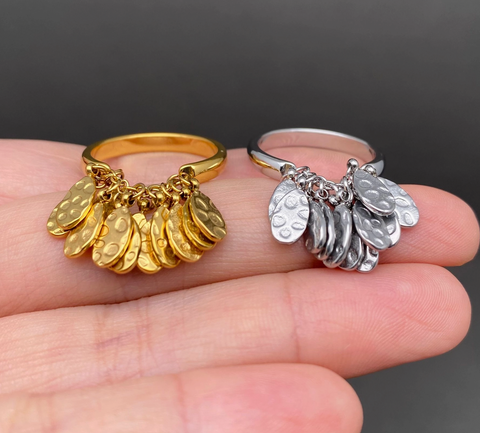 Hammer Texture Fringe 18K Gold Plated Ring