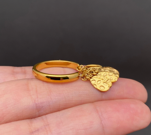 Hammer Texture Fringe 18K Gold Plated Ring