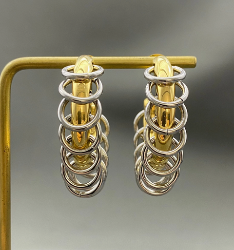 Two-Tone 18K Golden Earrings