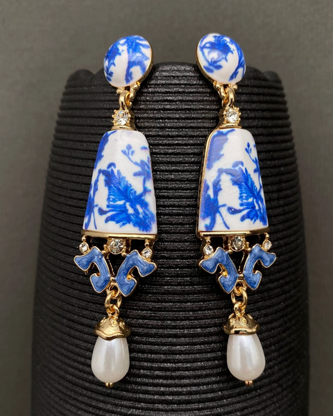 Vintage Ceramics Dangle Earrings