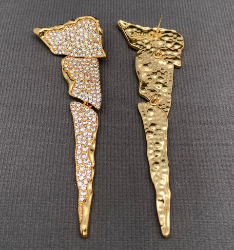 Vintage Rhinestone Inlaid Geometric Earrings