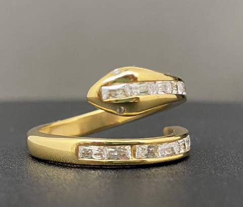 Zircon Inlaid Snake 18K Gold Plated Stainless Steel Ring