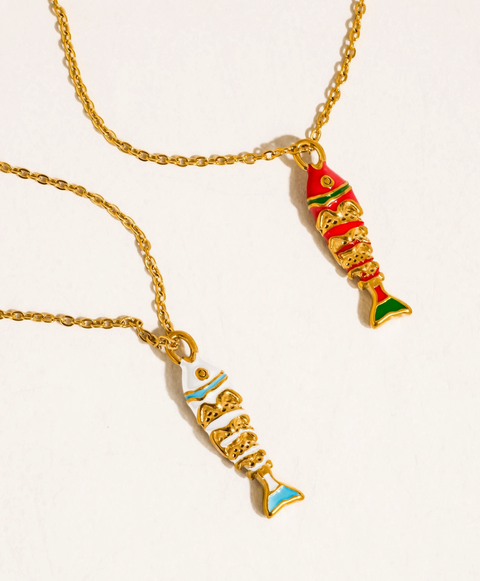 Laguna 18K Gold Non-Tarnish Enamel Fish Pendant Necklace