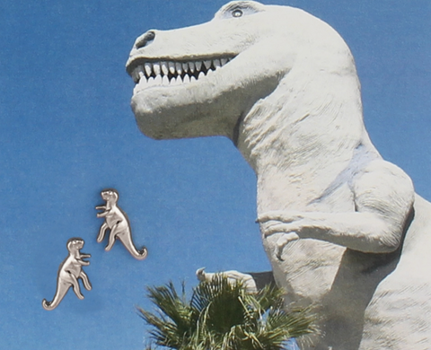 Silver Dinosaur Earrings